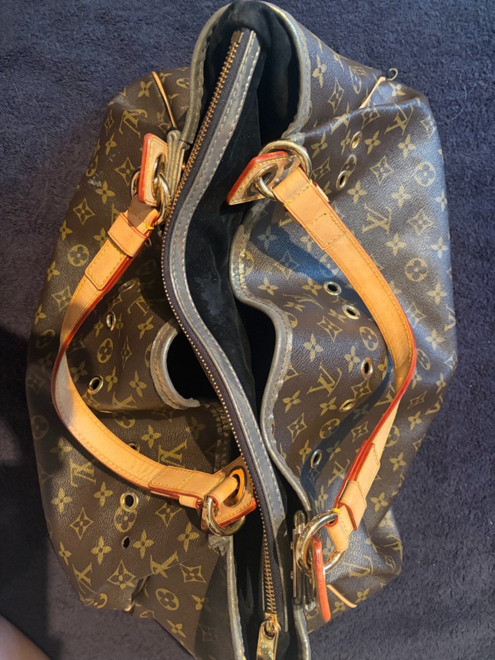 Louis Vuitton Monogram Canvas Shoulder Bag with Natural Vachetta Trim “Irene”